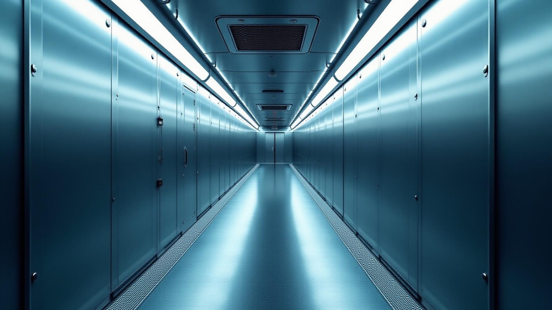 Ultra-clean high-tech refrigerated trailer interior with industrial cooling systems