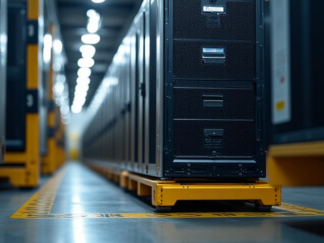 Close up of professional server infrastructure being loaded into a truck