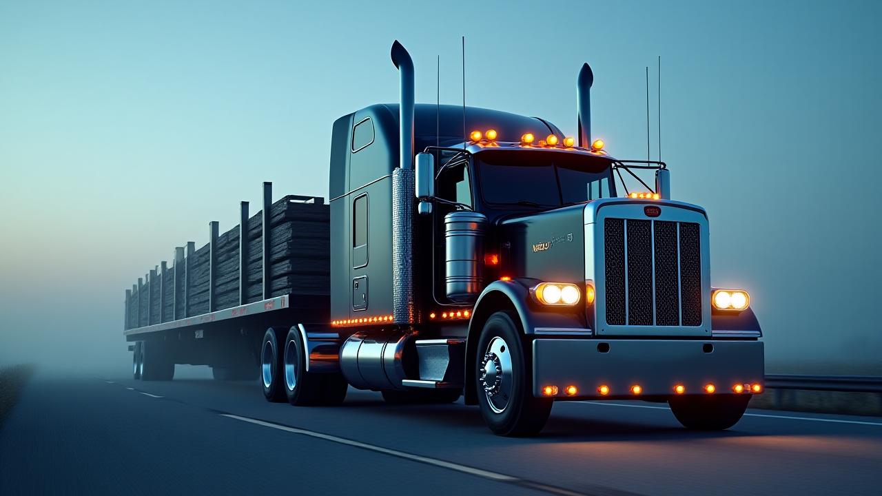 Yakel Trucking flatbed hauling heavy steel beams