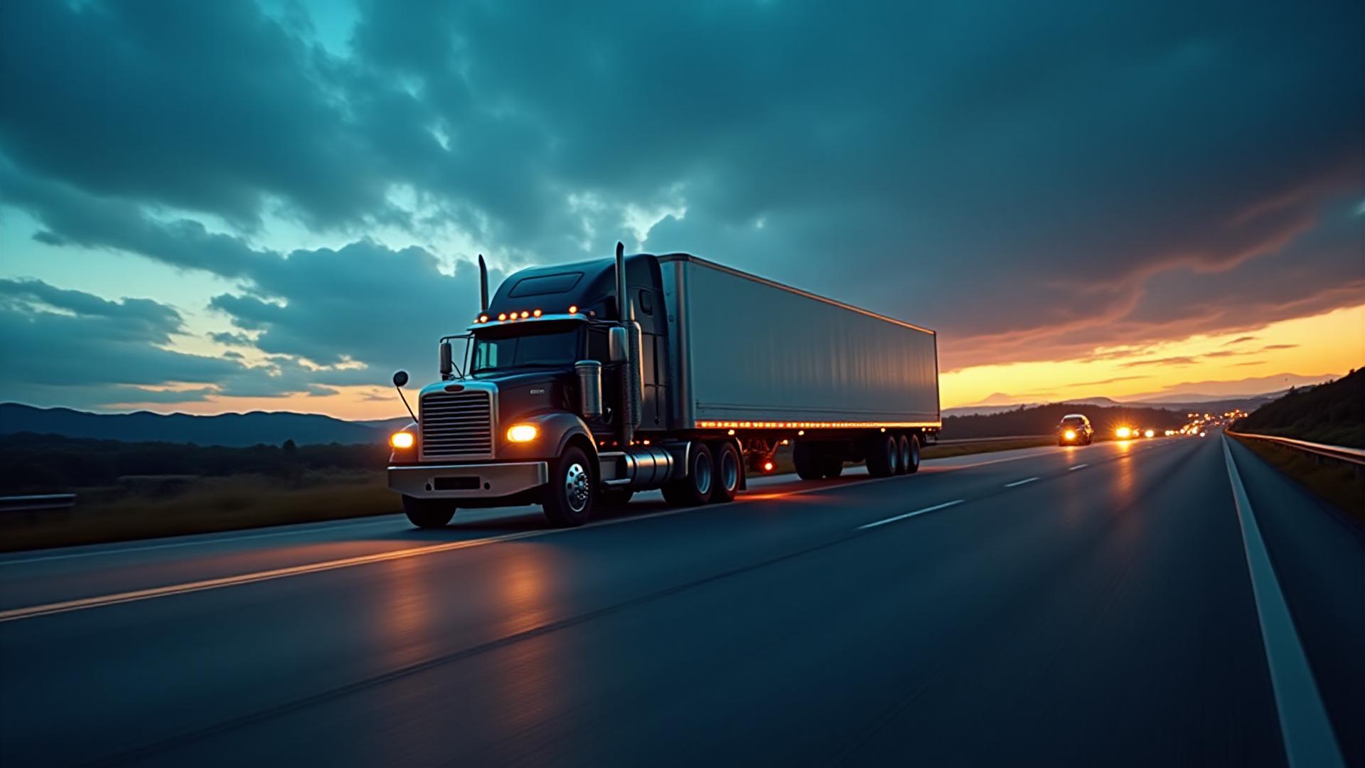 Expedited hot shot truck moving at speed on an Indiana highway